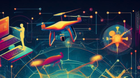 Abstract image of digital technology and warfare