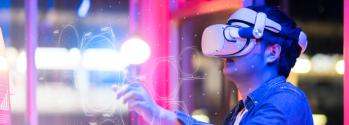 Man using VR goggles